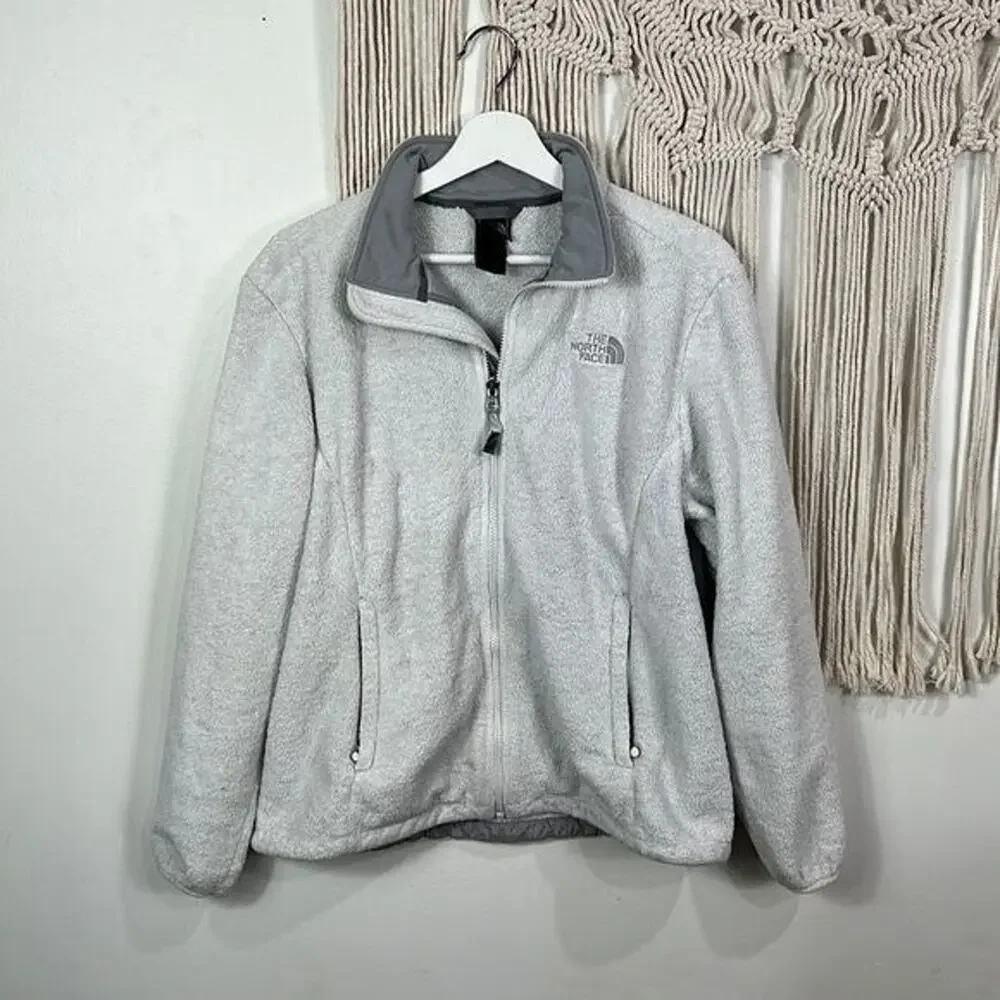 Womens Pale Gray The North Face Lightweight Fleece Jacket Size Large